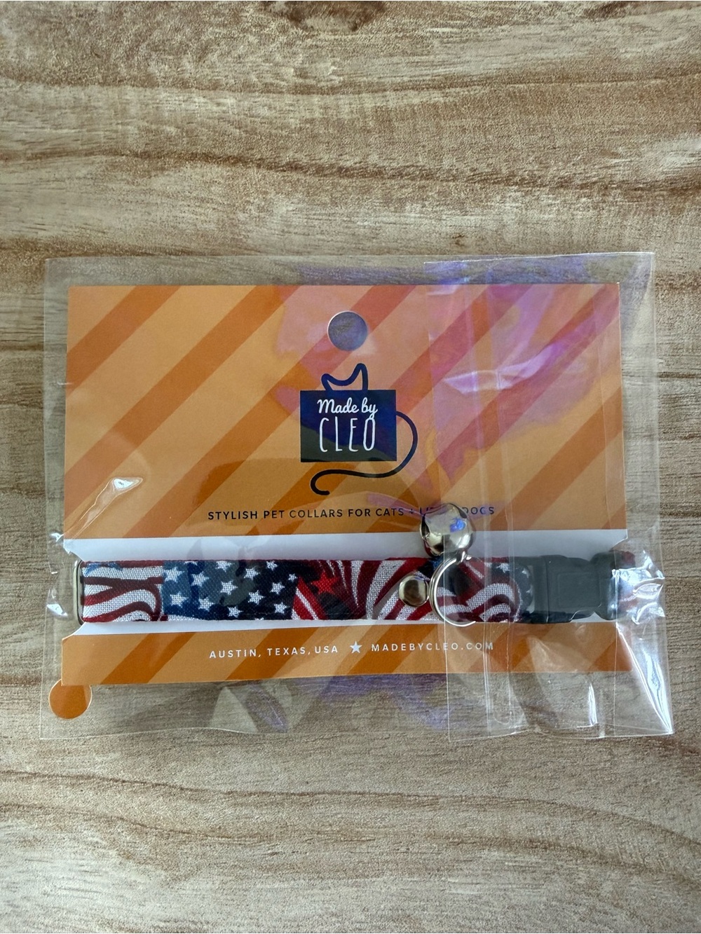 NWT Made By Cleo Stars & Stripes American Flag Breakaway Cat Collar